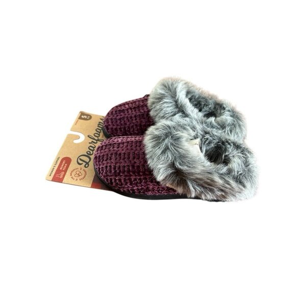 Dearfoams Memory Foam Aubergine Purple Slippers Slip On Faux Fur NEW Women's S - Picture 1 of 4